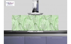 Panel szklany do kuchni 60x60cm LEAVES ON WHITE hartowany