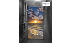 Panel szklany pod prysznic SUNSET BY THE SEA hartowany